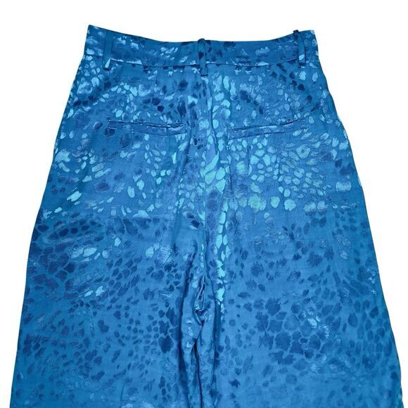 Zara Pants Womens Size XS Blue Jacquard Textured High Waisted Straight Leg Party - Picture 9 of 16